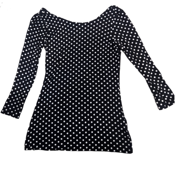 4x $25 Guess sleeve 3/4 polka dot  low  or high neck top size medium - Picture 2 of 6